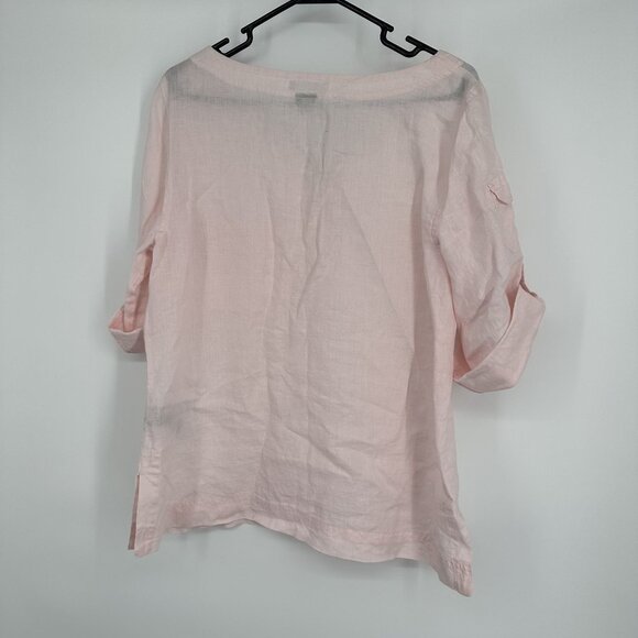 Lauren Jeans Company Ralph Lauren Old‎ Money Linen Blouse Light PInk Size Large - Picture 2 of 6